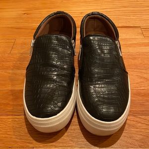 Black Crocodile print slip on Sneakers